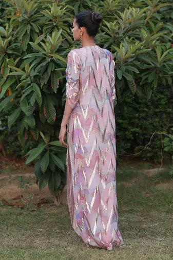 Multi color printed long shirt dress with pants