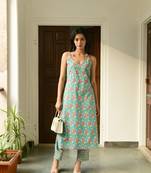Green Hand Block Printed Kurta Set
