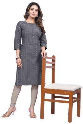 Textile cloth women's grey color cotton printed kurta 1