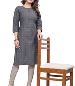 Textile cloth women's grey color cotton printed kurta