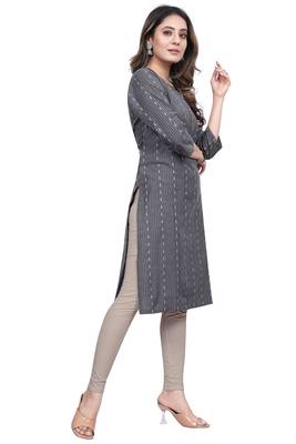 Textile cloth women's grey color cotton printed kurta 2