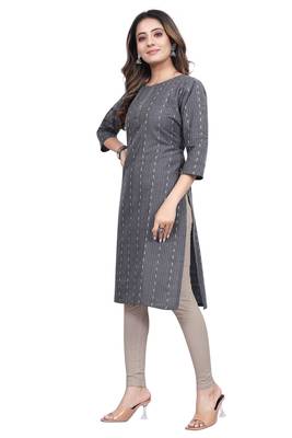 Textile cloth women's grey color cotton printed kurta 3