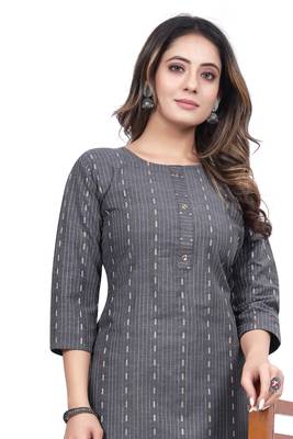 Textile cloth women's grey color cotton printed kurta 5