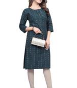 Textile cloth women's teal blue color cotton printed kurta
