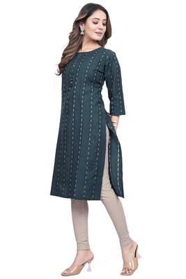 Textile cloth women's teal blue color cotton printed kurta 3