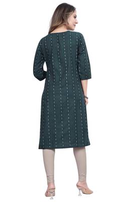 Textile cloth women's teal blue color cotton printed kurta 4