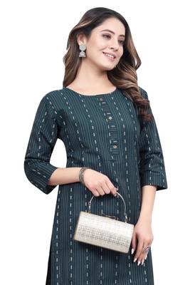 Textile cloth women's teal blue color cotton printed kurta 5