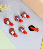 Set of 6 japanese doll alligator pin