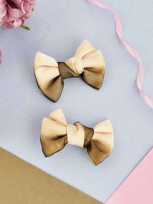 Set of 2 shaded beige bow hair accessory 1