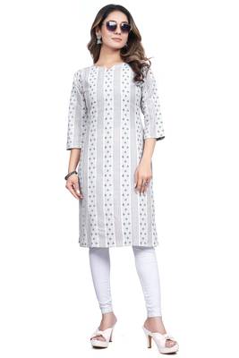 Textile cloth women's white color cotton printed kurta 1