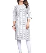 Textile cloth women's white color cotton printed kurta