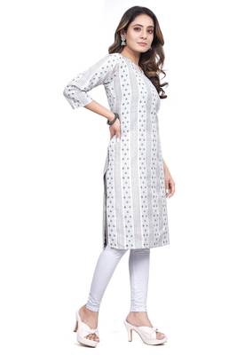 Textile cloth women's white color cotton printed kurta 3