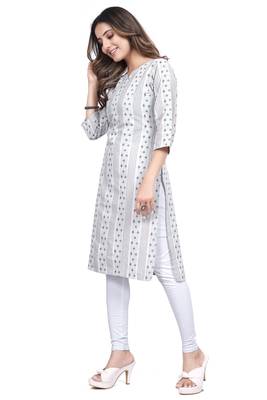 Textile cloth women's white color cotton printed kurta 4
