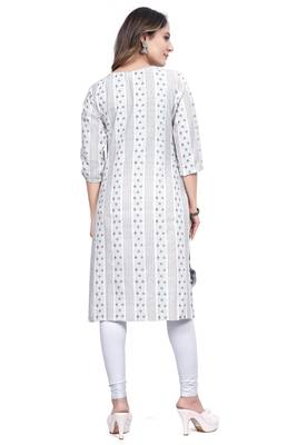 Textile cloth women's white color cotton printed kurta 5