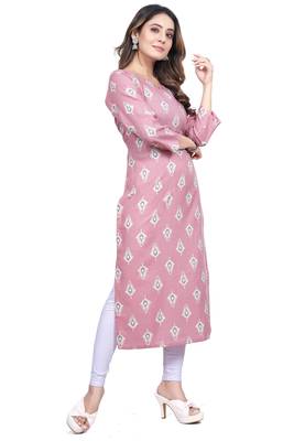 Textile cloth women's pink color cotton printed kurta 2