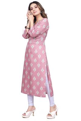 Textile cloth women's pink color cotton printed kurta 3