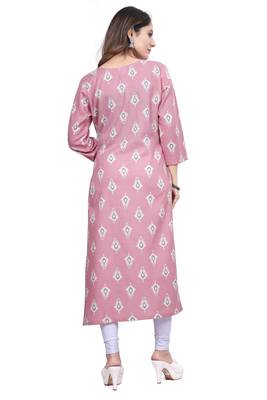 Textile cloth women's pink color cotton printed kurta 4