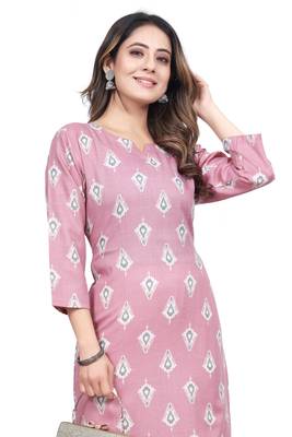 Textile cloth women's pink color cotton printed kurta 5