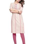 Textile cloth women's peach color cotton printed kurta