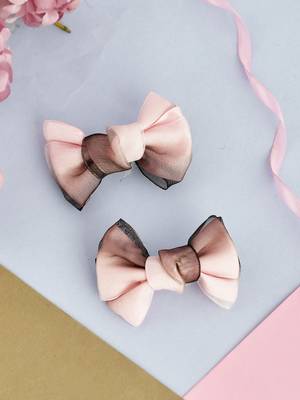 Set of 2 shaded pink bow hair accessory 1