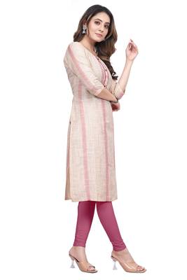 Textile cloth women's peach color cotton printed kurta 2
