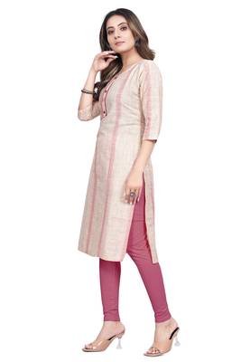 Textile cloth women's peach color cotton printed kurta 3