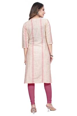 Textile cloth women's peach color cotton printed kurta 4