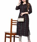 Textile cloth women's black color cotton printed kurta
