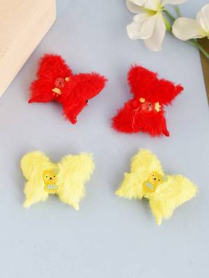 Set of 4 fur butterfly hair clip 1