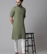 Pure cotton kurta with band collar