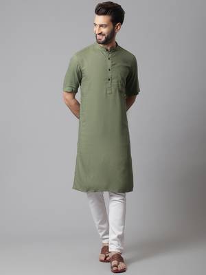 Pure cotton kurta with band collar 2