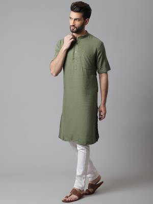 Pure cotton kurta with band collar 3