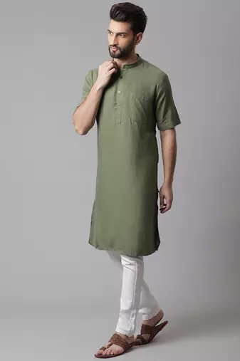 Pure cotton kurta with band collar