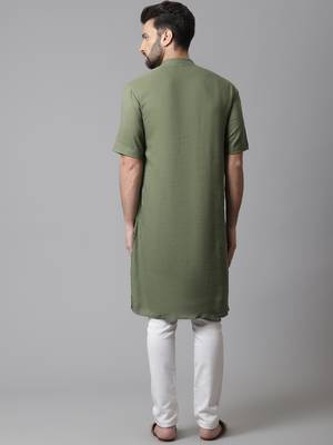 Pure cotton kurta with band collar 4