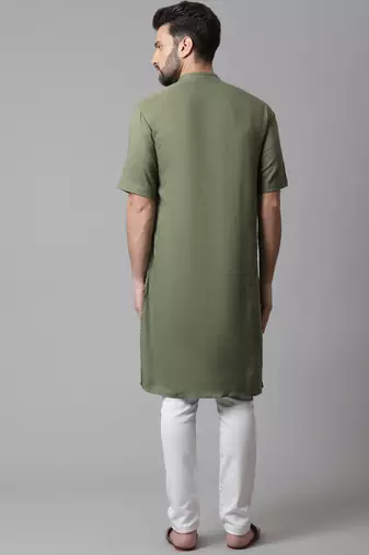 Pure cotton kurta with band collar