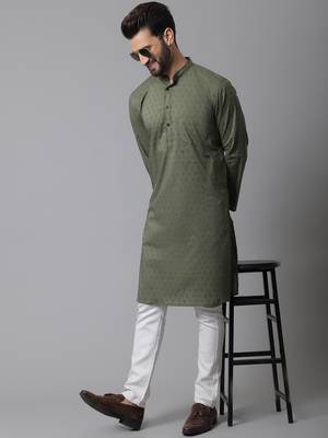 Pure cotton kurta with band collar 1