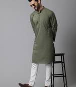 Pure cotton kurta with band collar