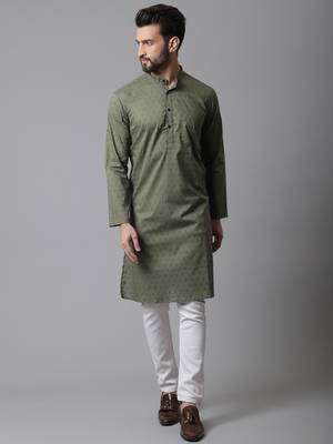 Pure cotton kurta with band collar 2