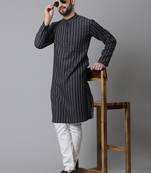 Pure cotton kurta with band collar