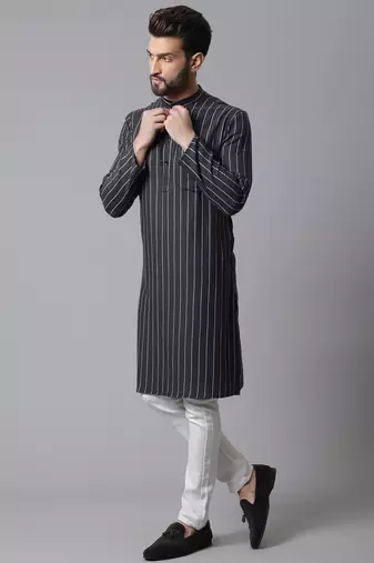 Pure cotton kurta with band collar