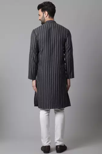 Pure cotton kurta with band collar