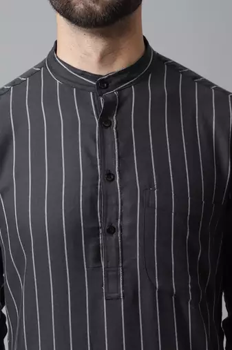 Pure cotton kurta with band collar