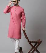 Pure cotton kurta with band collar
