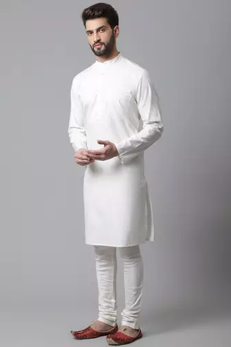 Pure cotton kurta with band collar