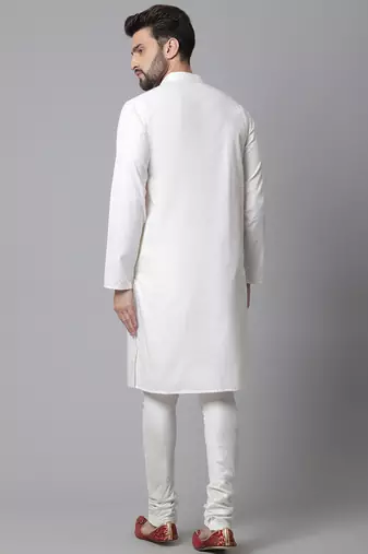 Pure cotton kurta with band collar
