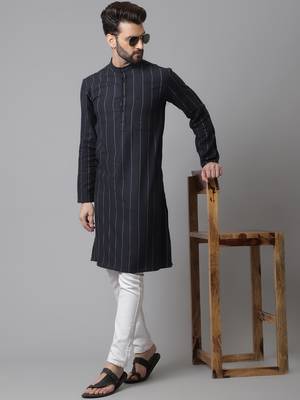 Pure cotton kurta with band collar 1