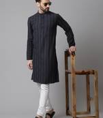 Pure cotton kurta with band collar