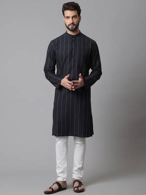 Pure cotton kurta with band collar 2