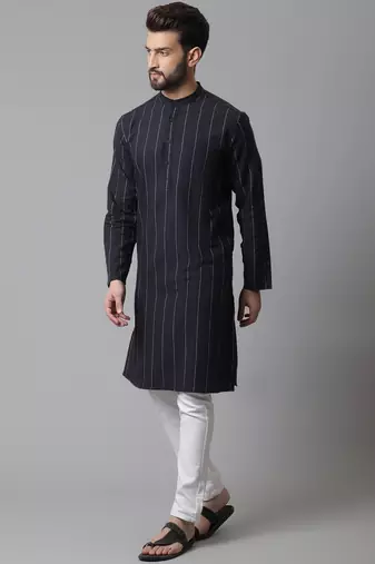 Pure cotton kurta with band collar