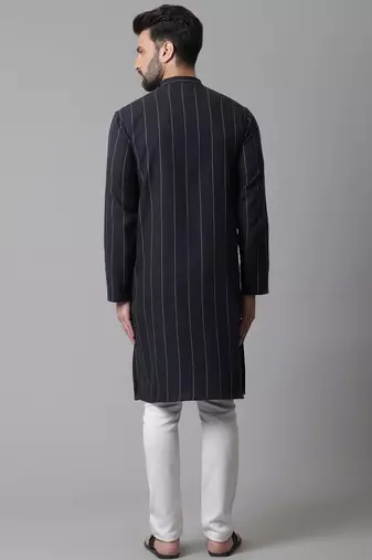 Pure cotton kurta with band collar